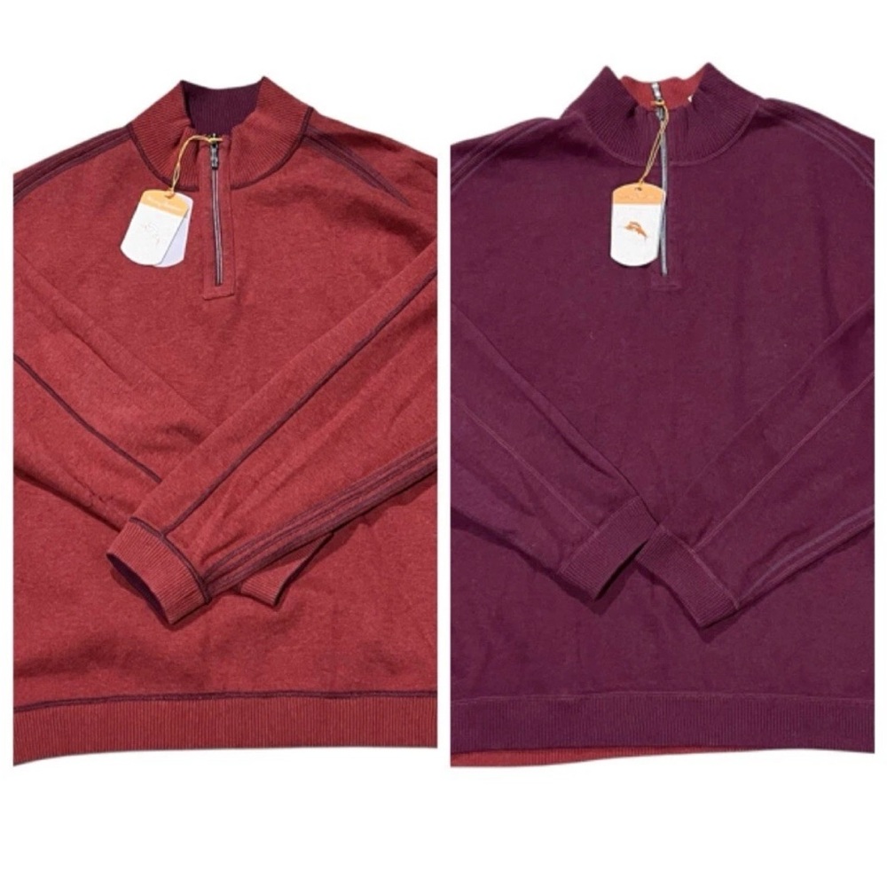 Tommy Bahama Men’s Pullover 1/4 Zip Reversible Sweater Shirt NWT